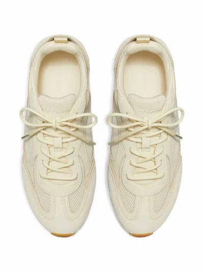 Tory Burch Cream Calf Leather Bos Taurus Low Top Sneakers In Neutral