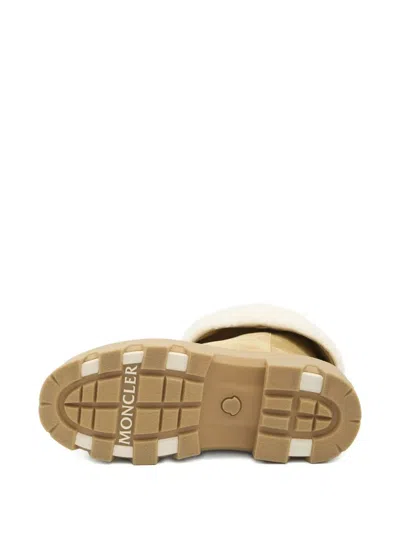 Moncler Aurea Mini Ankle Boots In Suede Leather And Shearling In Brown