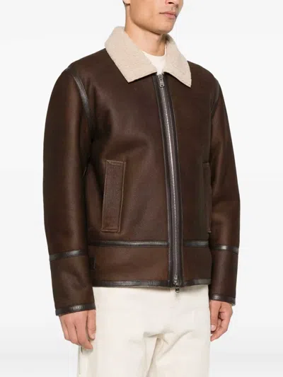 Dondup Shearling-collared Jacket In Red
