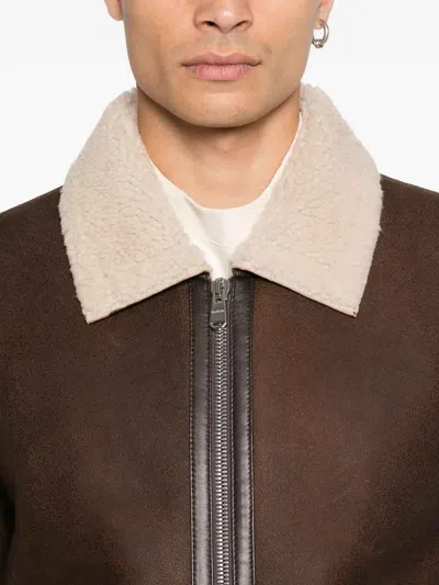 Dondup Shearling-collared Jacket In Red