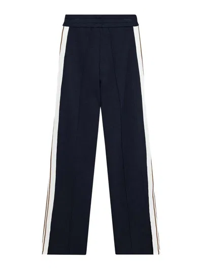 Autry Viscose Blend Trousers With Logo In Blue