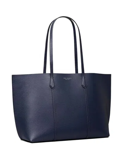 Tory Burch Mini Zipper Pouch Handbag With Leather Shoulder Straps In Blue