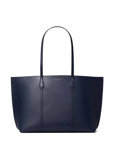 Tory Burch Mini Zipper Pouch Handbag With Leather Shoulder Straps In Blue