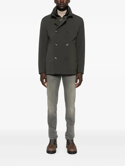 Montecore Double-breasted Zip-front Jacket In Gray