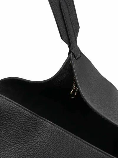 Khaite Lotus Small Textured-leather Tote In Black