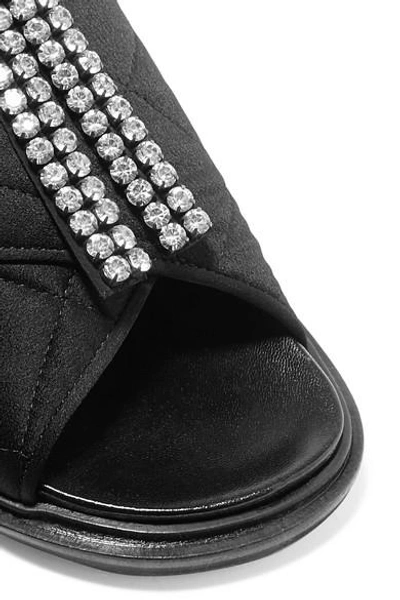 Shop Marni Crystal-embellished Quilted Satin Sandals