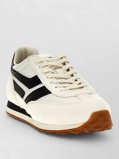 Tom Ford Low-profile White Sneakers With Black Leather Accents In Neutral