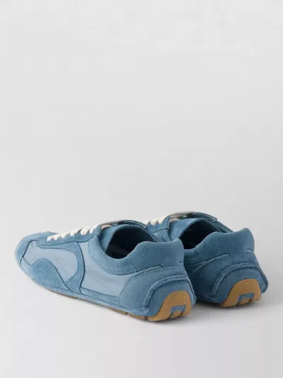 Prada Light Blue Lace Up Sneakers In Blue