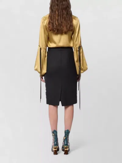 Nina Ricci High Waist Skirt Knee Length Slit In Black