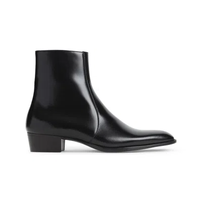 Saint Laurent Black Roman Boots In Smooth Leather