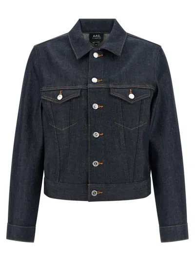 Apc Denim Dion Jacket Chest Pockets Tabs In Blue