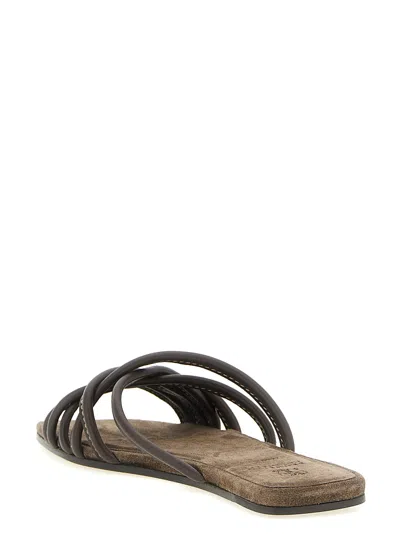 Brunello Cucinelli Leather Slides Sandals Brown In Brown