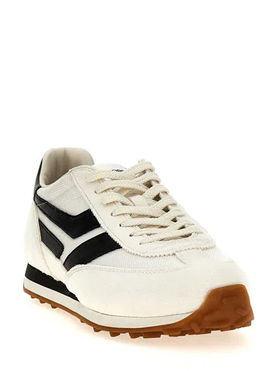 Tom Ford Low-profile White Sneakers With Black Leather Accents In Neutral