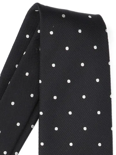 Tom Ford Regular Width Pointed Tip Polka Dot Tie In Black