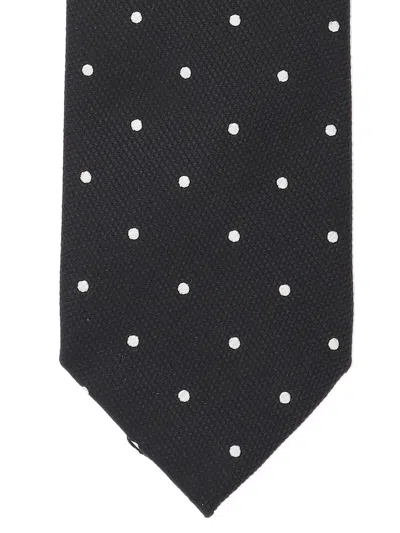 Tom Ford Regular Width Pointed Tip Polka Dot Tie In Black