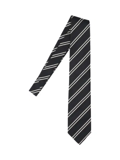 Tom Ford Textured Tie Diagonal Stripe Pattern In Black