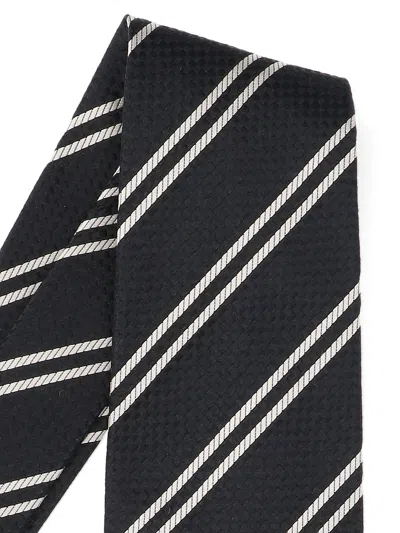 Tom Ford Textured Tie Diagonal Stripe Pattern In Black