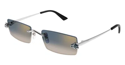 Cartier Ct0598s002 Silver Silver Grey In Gray