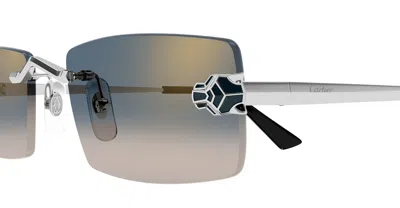 Cartier Ct0598s002 Silver Silver Grey In Gray