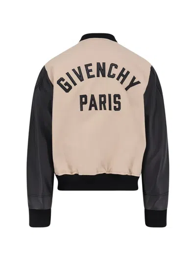 Givenchy Silk Nylon Jacket Contrast Sleeves Pockets In Black
