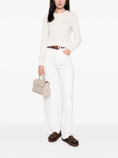 Sandro Padded-round-neck Cardigan In Neutral