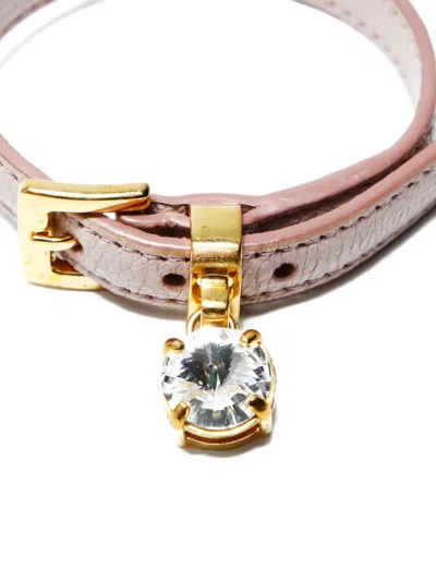 Pre-owned Miu Miu 2000-2020 Crystal Leather Bracelet In Pink