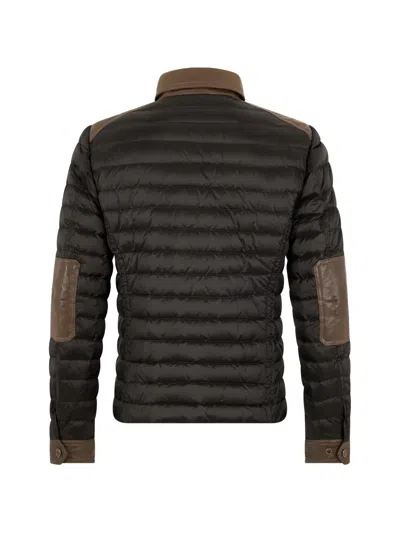 Moorer Crespi Leather Inserts Down Jacket In Brown