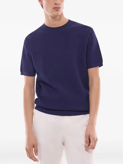 Fursac Waffle-texture T-shirt In Blue