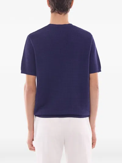 Fursac Waffle-texture T-shirt In Blue