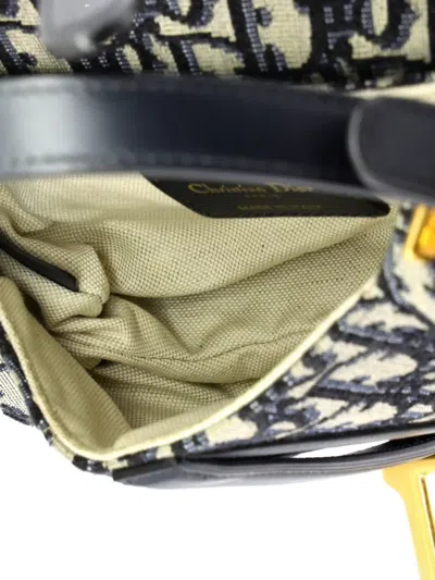 Pre-owned Dior Saddle Handbag Oblique Canvas Mini Shoulder Bag In Blue