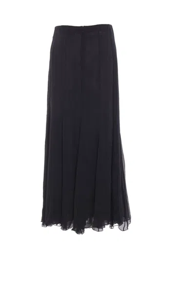 Chloé Chiffon Skirt Flared Cut High Waist Midi In Blue