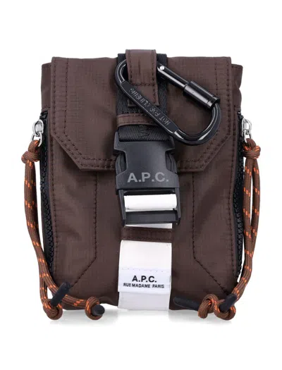 Apc Logo-buckle Backpack In Brown