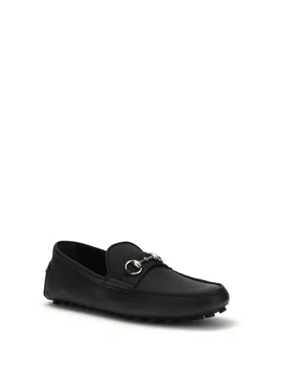 Gucci Men Horsebit Driver Loafers In Black