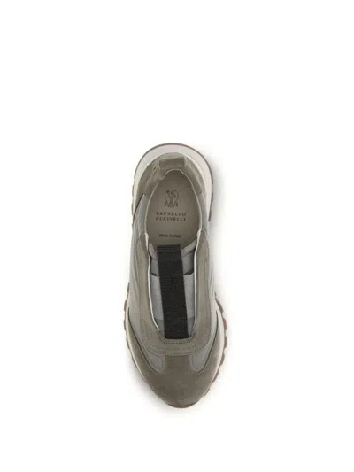 Brunello Cucinelli Runners Sneakers Pull Tab Rubber Sole In Brown