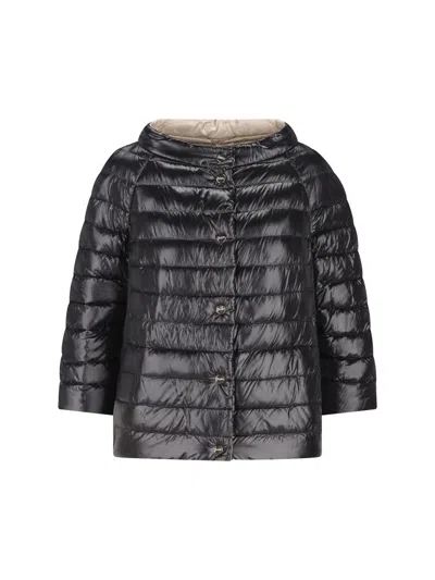 Herno Reversible Buttoned Padded Jacket In Black
