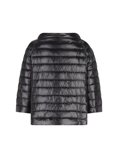 Herno Reversible Buttoned Padded Jacket In Black