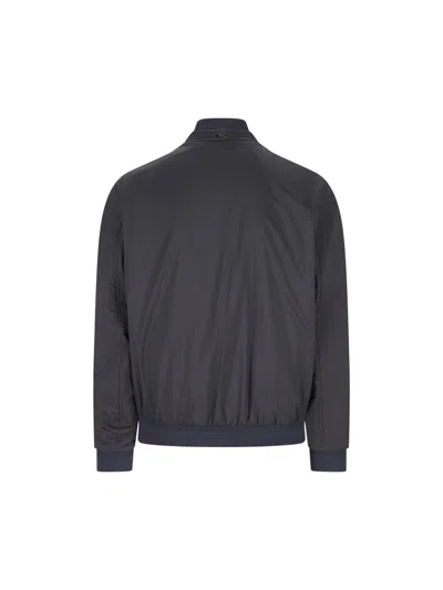 Herno Ecoage Bomber Jacket With Band Collar In Blue