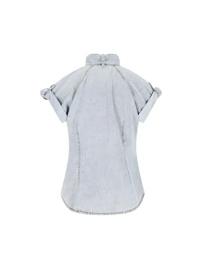 Zimmermann Stylish Top Featuring Tie Collar And Folded Cuffs In Blue