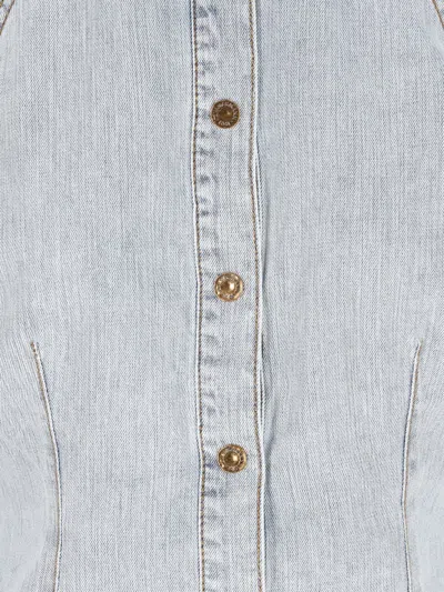 Zimmermann Stylish Top Featuring Tie Collar And Folded Cuffs In Blue