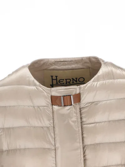 Herno Crewneck Down Jacket In Neutral