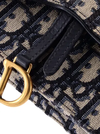 Pre-owned Dior Saddle Rectangular Oblique Canvas Belt Bag In Blue