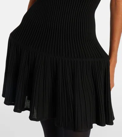 Alaïa Womens Noir Alaia Crinoline Ribbed Wool-blend Mini Dress In Black