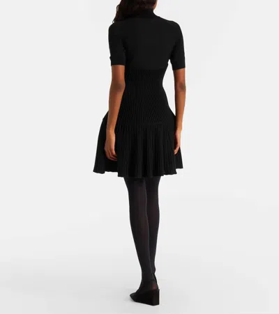 Alaïa Womens Noir Alaia Crinoline Ribbed Wool-blend Mini Dress In Black