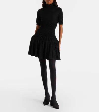 Alaïa Womens Noir Alaia Crinoline Ribbed Wool-blend Mini Dress In Black