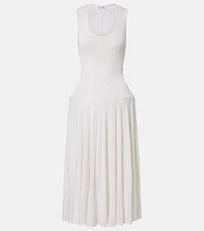 Alaïa Ruched Wool Maxi Dress In White