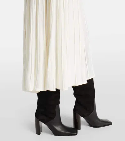 Alaïa Ruched Wool Maxi Dress In White