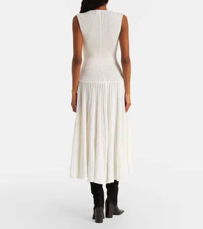 Alaïa Ruched Wool Maxi Dress In White