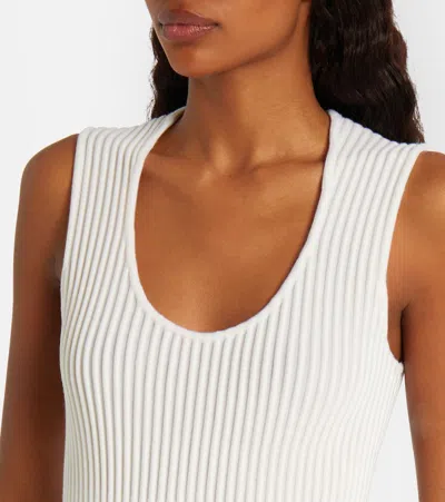 Alaïa Ruched Wool Maxi Dress In White