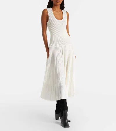 Alaïa Ruched Wool Maxi Dress In White