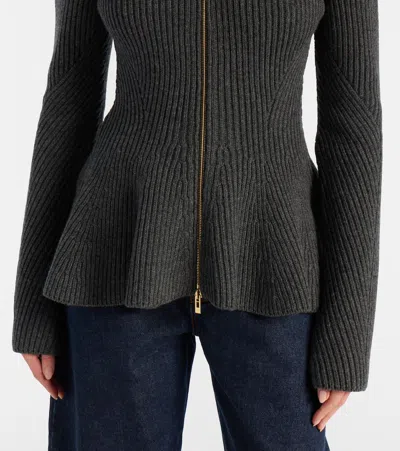 Alaïa Wool And Cashmere Cardigan In Gray